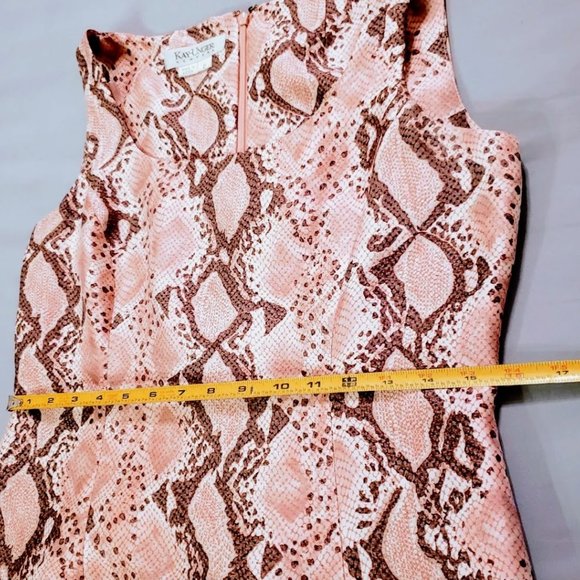 KAY UNGER Dress Blazer Suit Set, Pink Black 100% Silk Snakeskin Pattern Career 8 - Picture 14 of 15